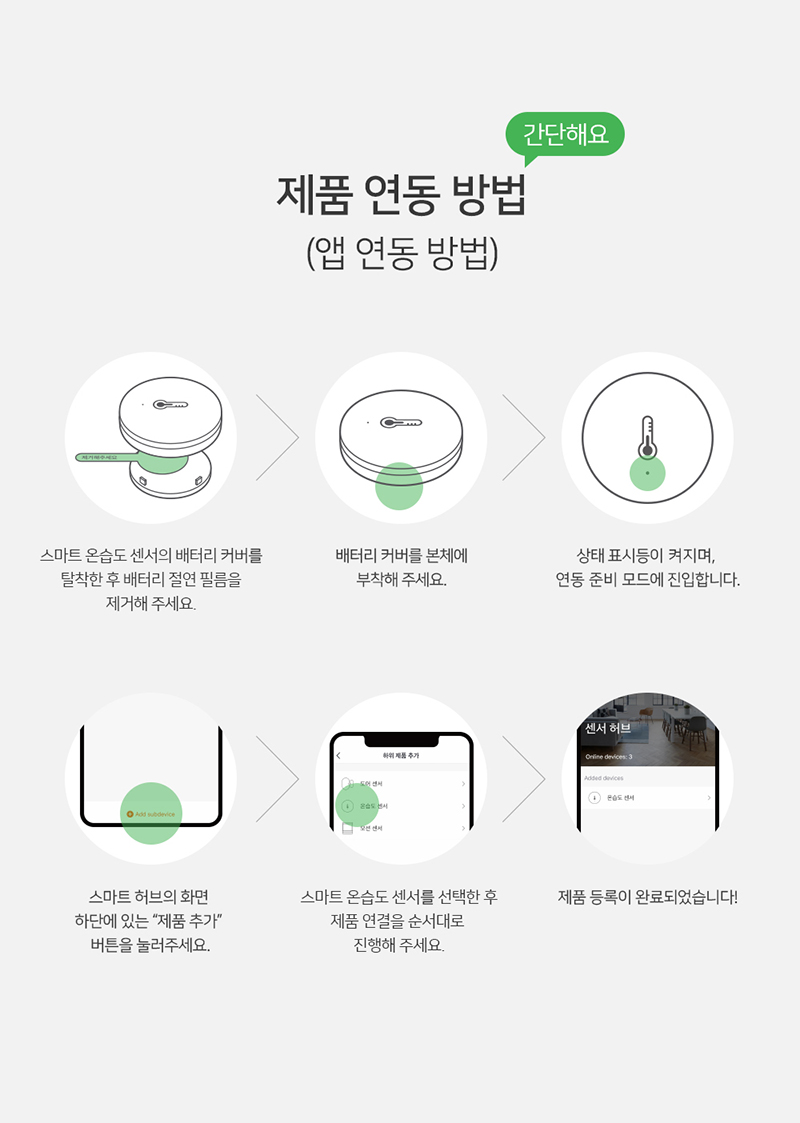 헤이홈 스마트 온습도 센서 제품 연동 방법